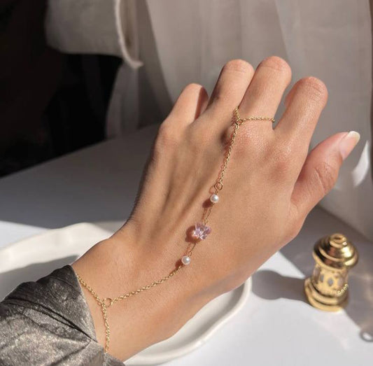 Crystal Finger Bracelets Ring Hand Chain Beach Slave Bracelet Jewelry for Women