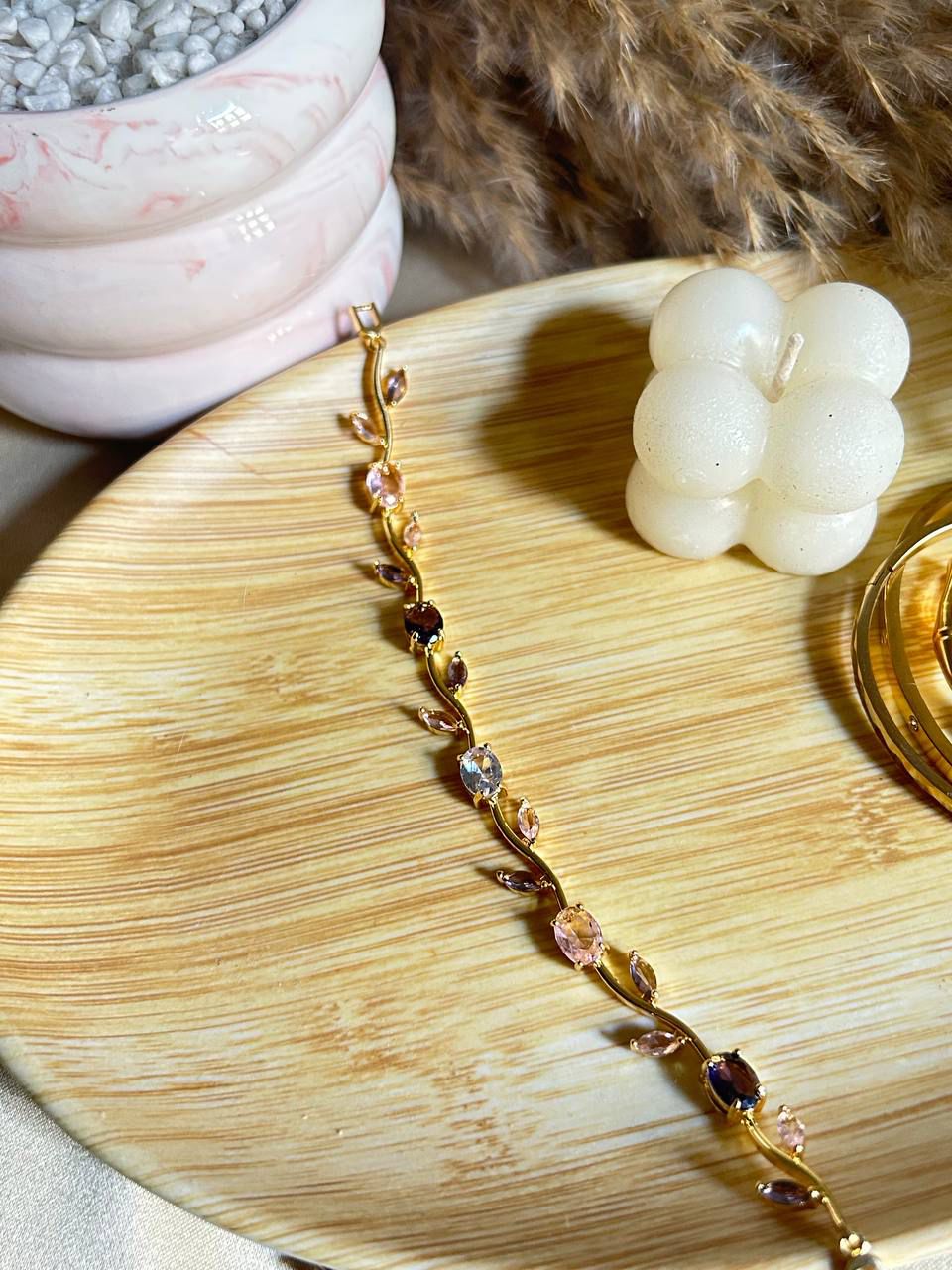 Tulip Flower Bracelet 14K Gold Plated Stainless Steel