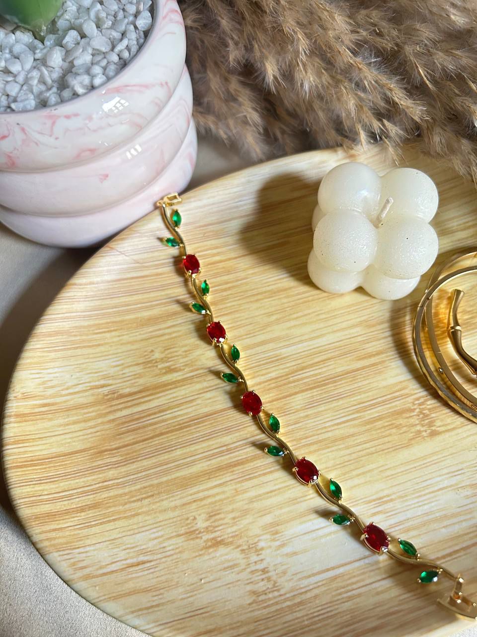 Tulip Flower Bracelet 14K Gold Plated Stainless Steel