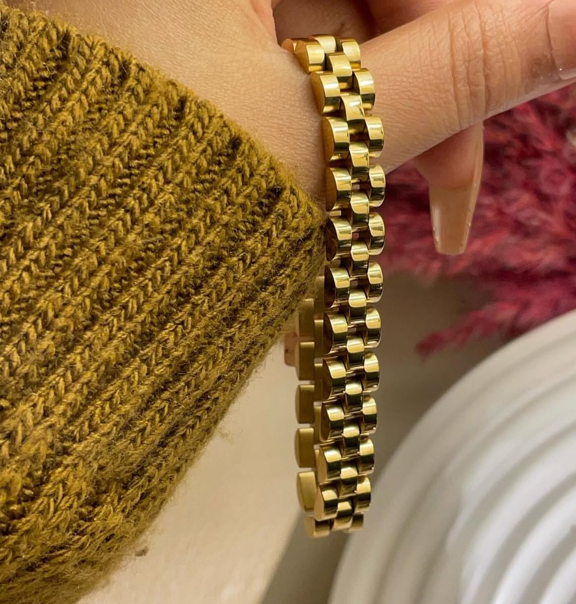 rolex Unisex Waterproof 18K Gold Plated Bracelet