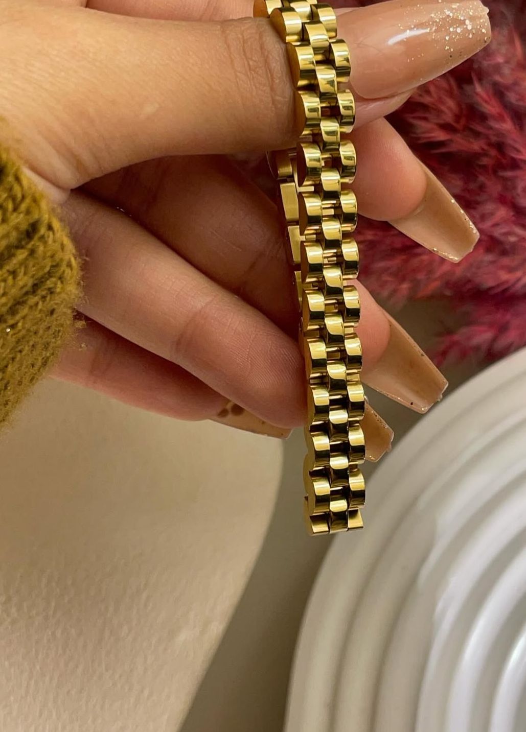 rolex Unisex Waterproof 18K Gold Plated Bracelet